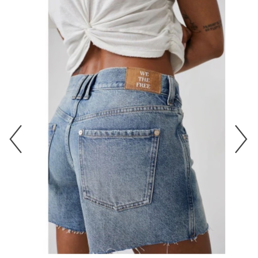 NWT Free People We the Free Ivy Mid rise denim shorts 27 raw hem button fly - Picture 10 of 11